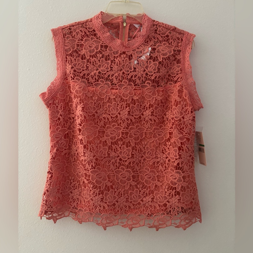 Nanette Lepore Coral Lace Blouse